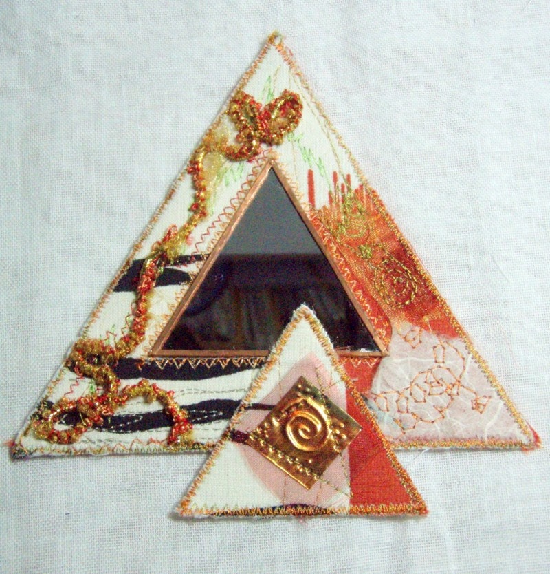 EMBROIDERED TEXTILE MIRROR - Jungle Mirror - Triangles