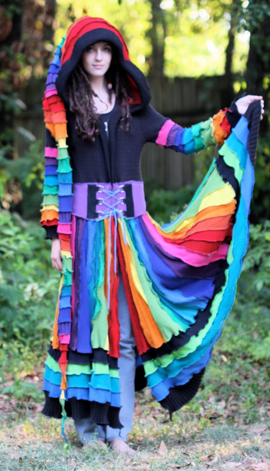 Made for you Custom size and color palette recycled sweater elf fairy patchwork corset gypsy traveling coat
