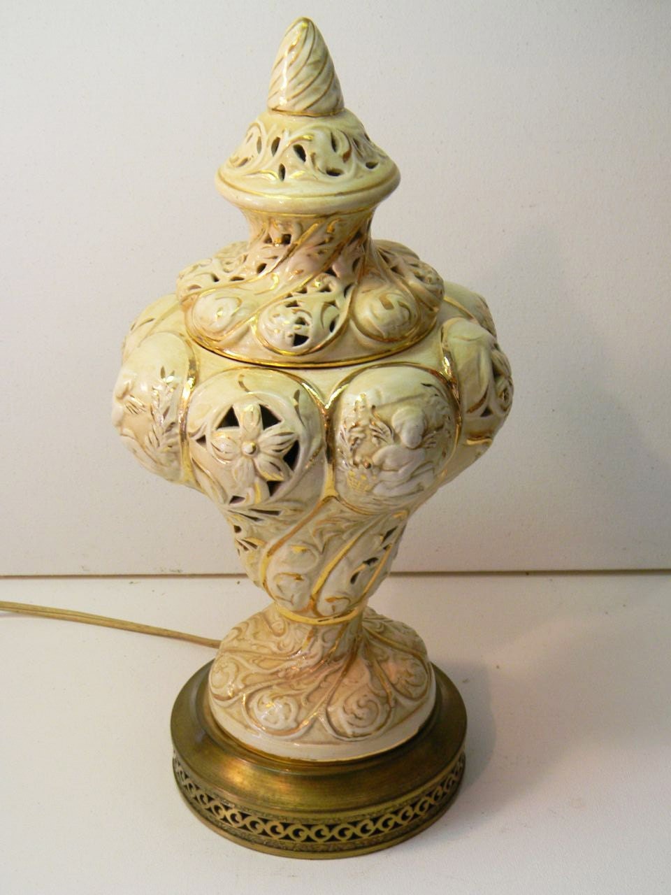 Vintage Capodimonte lamp Hand Painted Porcelain with by msjarmer