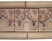 arabic tile -ethnic tile - home decor - wall decor -  hand made - ceramic tile - rustic wall art - aged clay tile