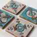 native american tile - colorful trivet - housewares plate - decorative coaster - ceramic - textured - wall art - 'zuni tile 3'