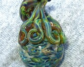 Octopus Marble Hanging Focal Bead Dark Green