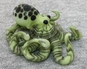 Small Glass Octopus lime green spotted
