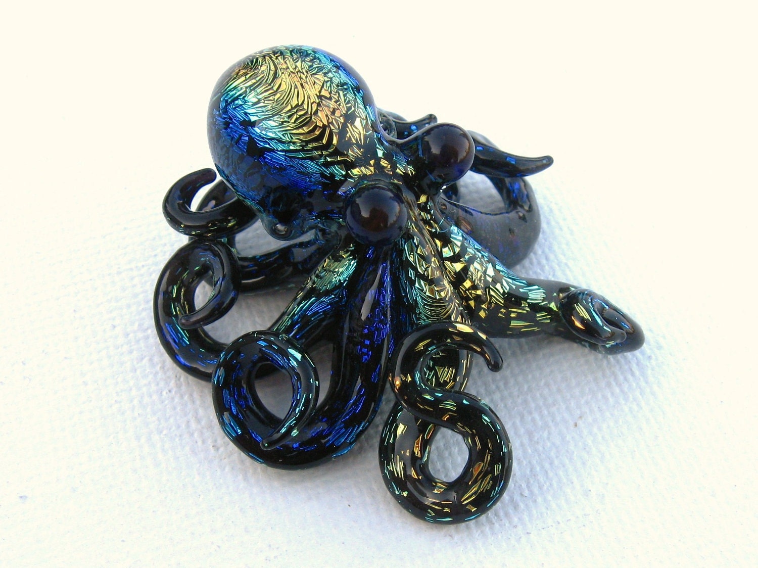 Rainbow Dichroic Octopus pendant Vertical Striped