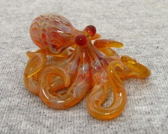 Small Glass Octopus pendant yellow amber