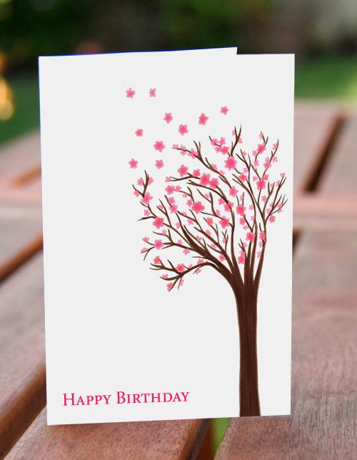 Cherry blossom greeting card - Happy Birthday