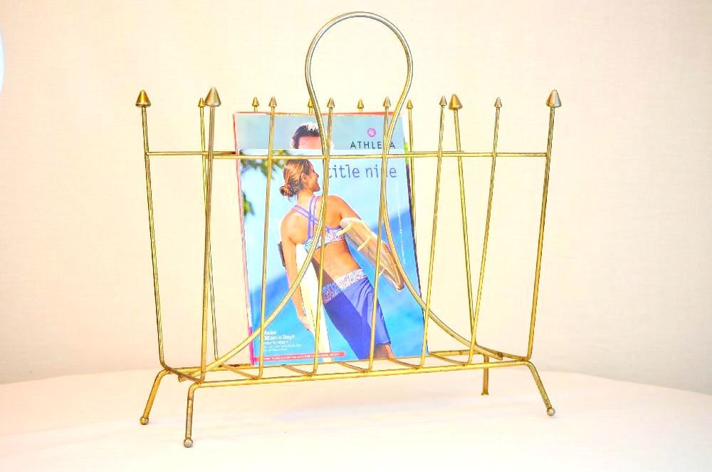Vintage Mid Century Metal Magazine Rack
