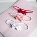 Preemie Headband Set, Tiny Felt Bow Headbands in Light Pink, Shocking Pink and White Bows on Skinny Headbands.