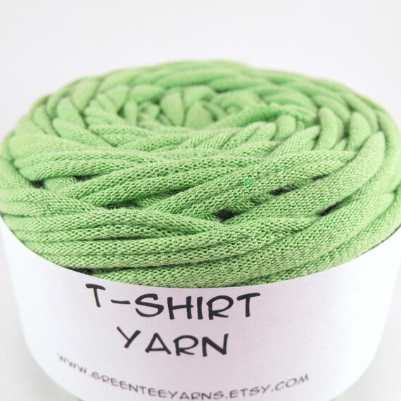 Cotton Tshirt yarn Very bright Lime Green 34 by GreenTeeYarns
