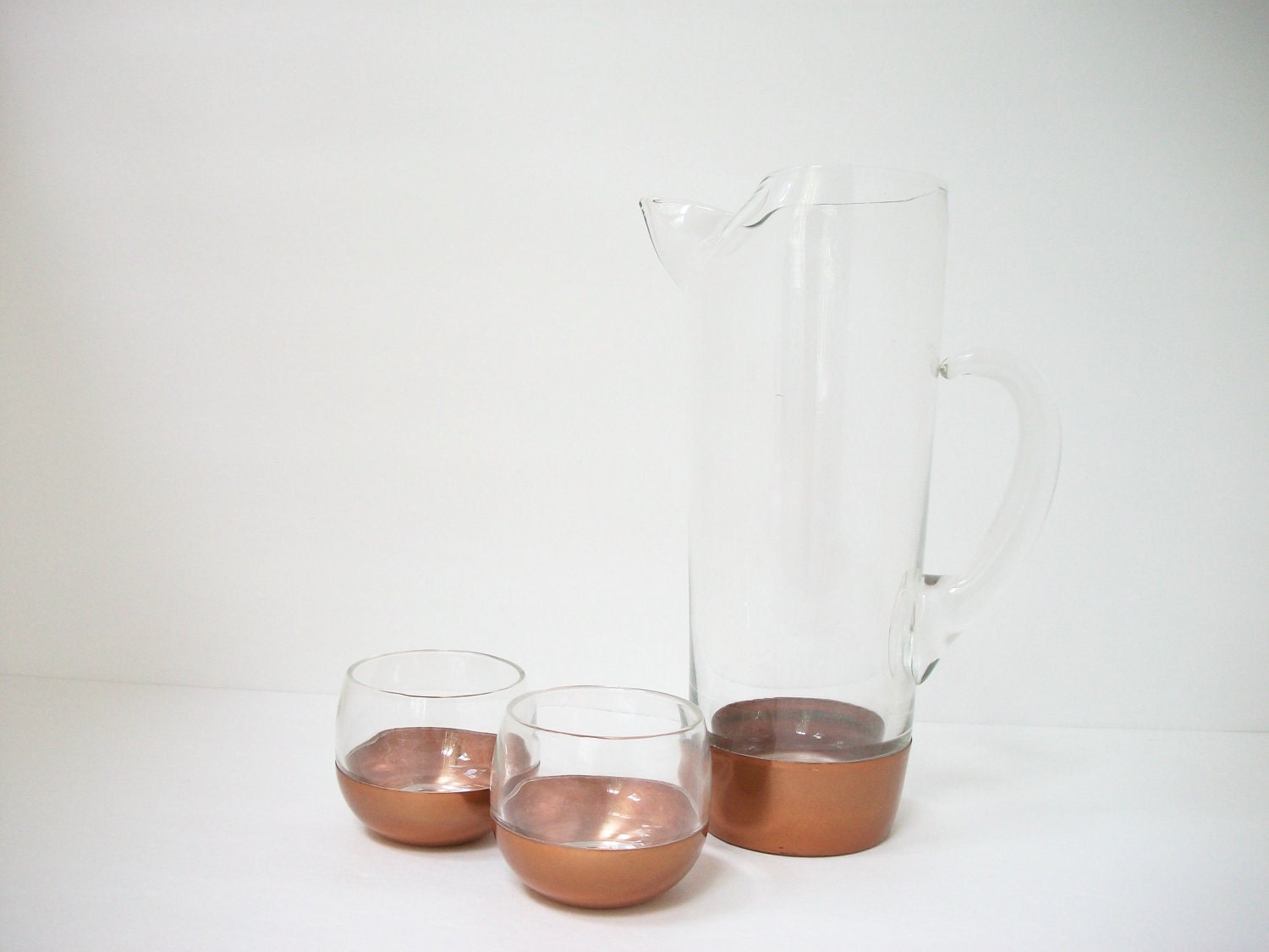 Mid Century Barware with Copper Trim