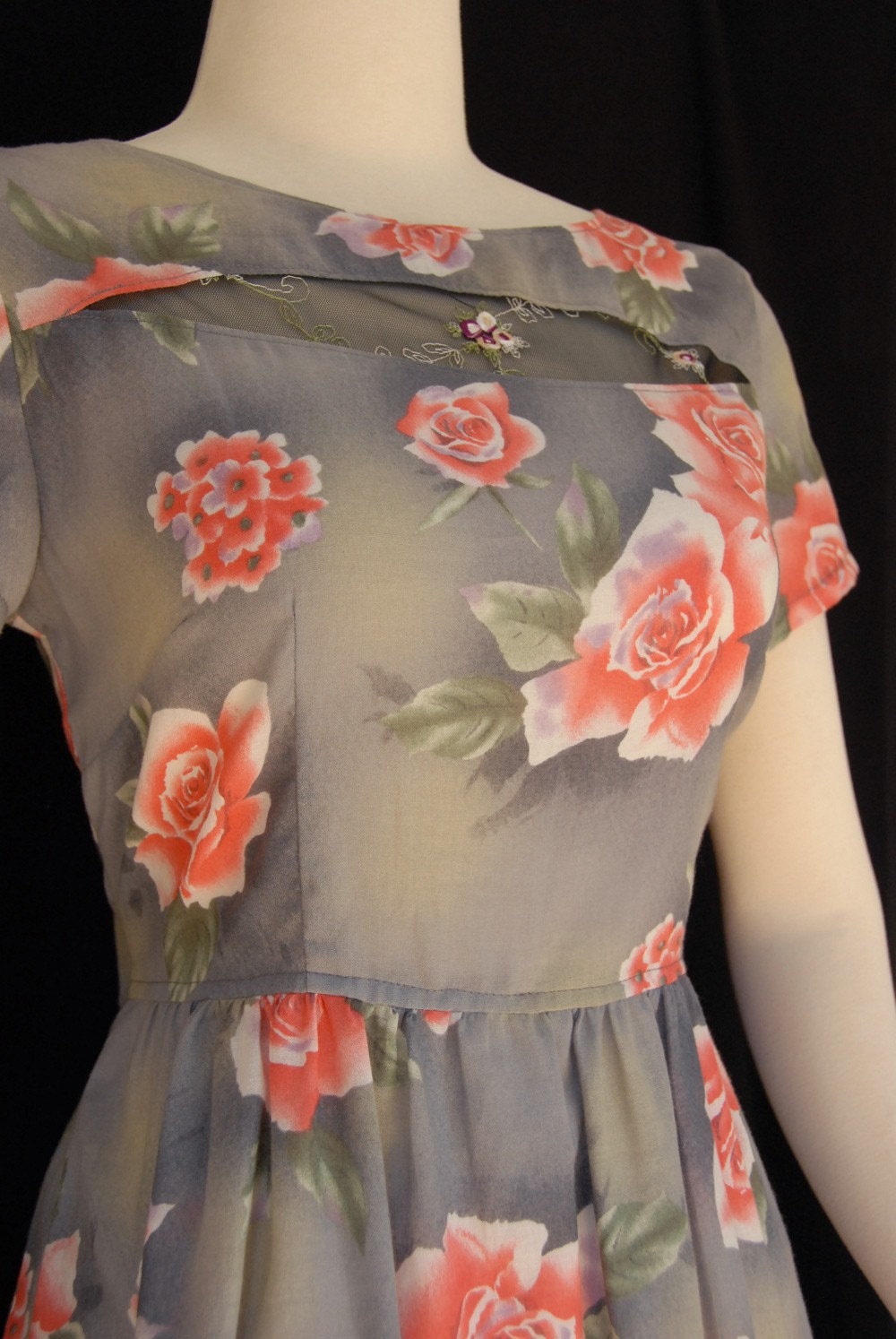 Olivia Dress, Floral Cotton Vintage Style Dress with Lace Detail by Jezenya on Etsy.