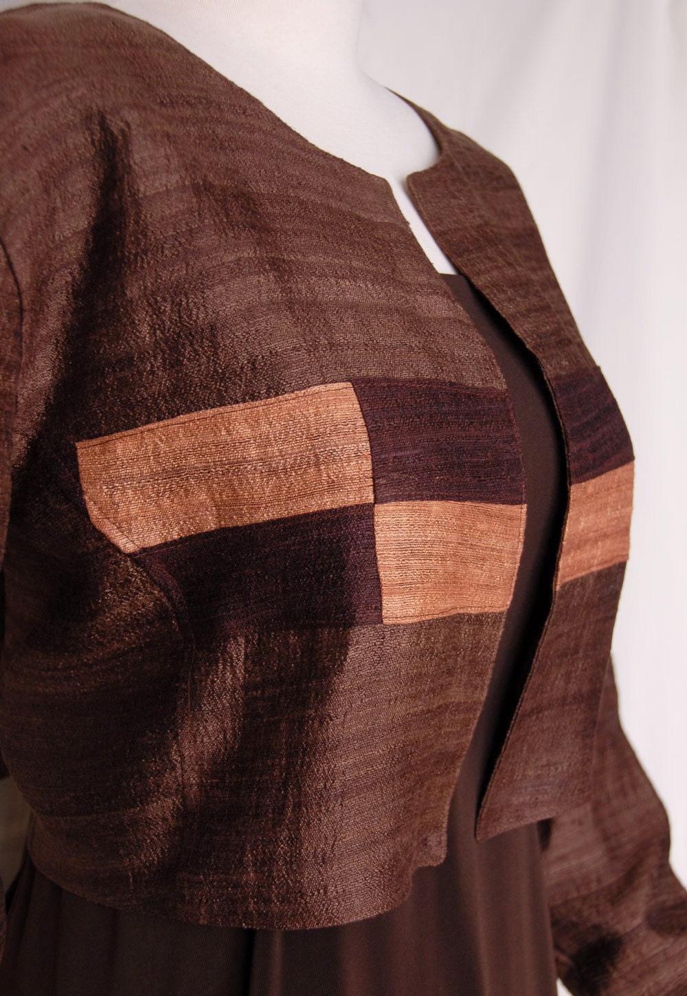 Bianca Jacket, Raw Silk Bolero in Brown, Fall shades by Jezenya on Etsy.