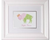 Princess Framed Art Buffalo Pink and Green adorable 11x14