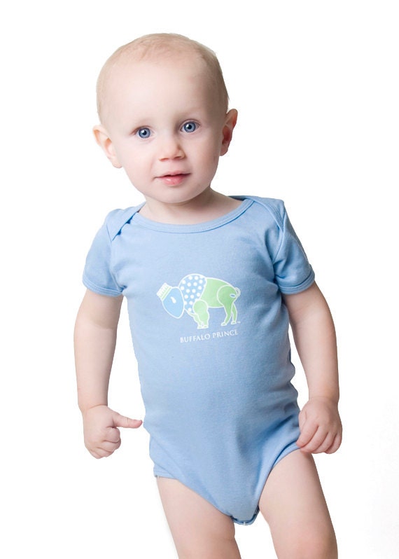Baby Boy One Piece Bodysuit Onesie Buffalo Prince Blue Sweet
