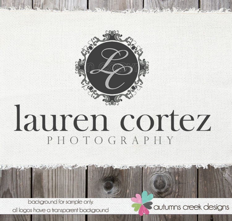 Premade Logo Design - Vintage Swirl Frame Border Logo - Photography Logo Hand Drawn