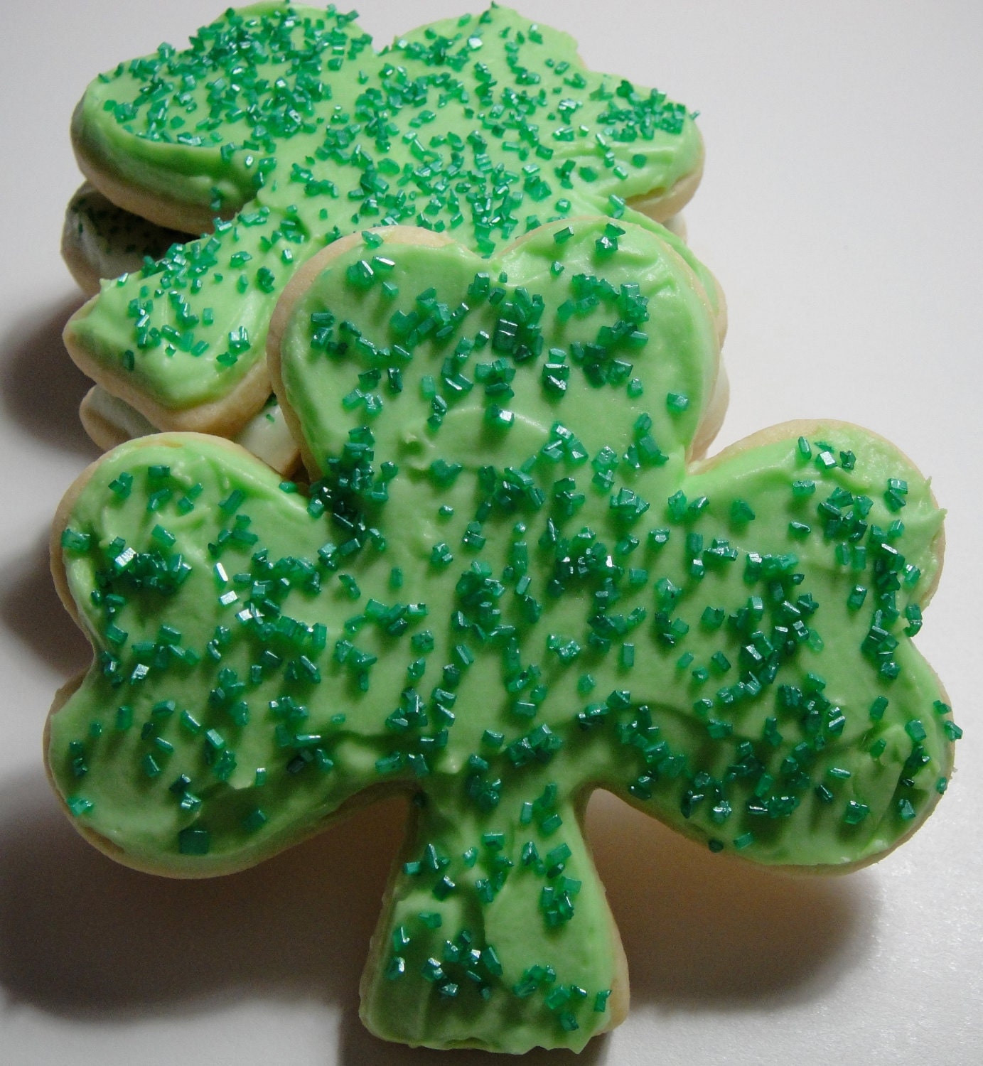 Lucky SHAMROCK Iced Sugar Cookies One Dozen (12)
