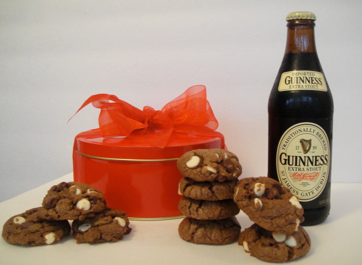 Guinness Chocolate Cookies - St Patrick's Day Gift Tin - Gourmet Beer Cookies - One Dozen
