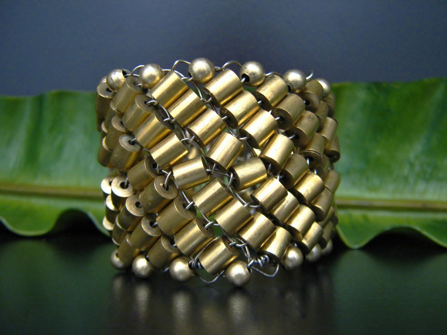 Gold Cuff - Hand Wired Gold Bead Bracelet by Sharona Nissan