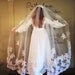 Vintage Wedding Veil with Cathedral Cap Long Tulle and Alencon Lace Bridal Veil