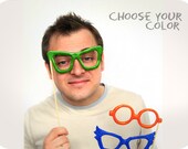 One Color Plastic Glasses on a stick - Choose the style and color - Plastic Photobooth Props for Wedding Photo Booth
