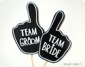 Two Photobooth Props - Wedding Signs with TEXT - Team Bride and team Groom Sing on sticks - Set of 2 photobooth signs