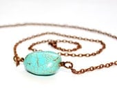 Natural gemstone necklace - turquoise colored howlite - bronze chain - boho style - modern minimalism
