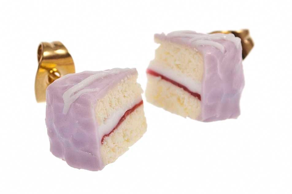 Lilac cake slice earrings