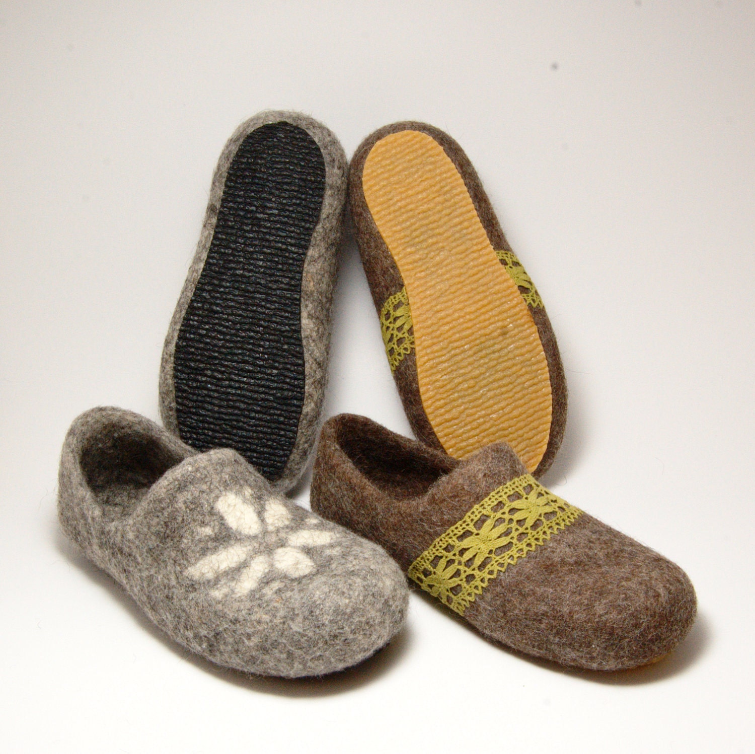 Natural rubber soles for my felted clogs and slippers