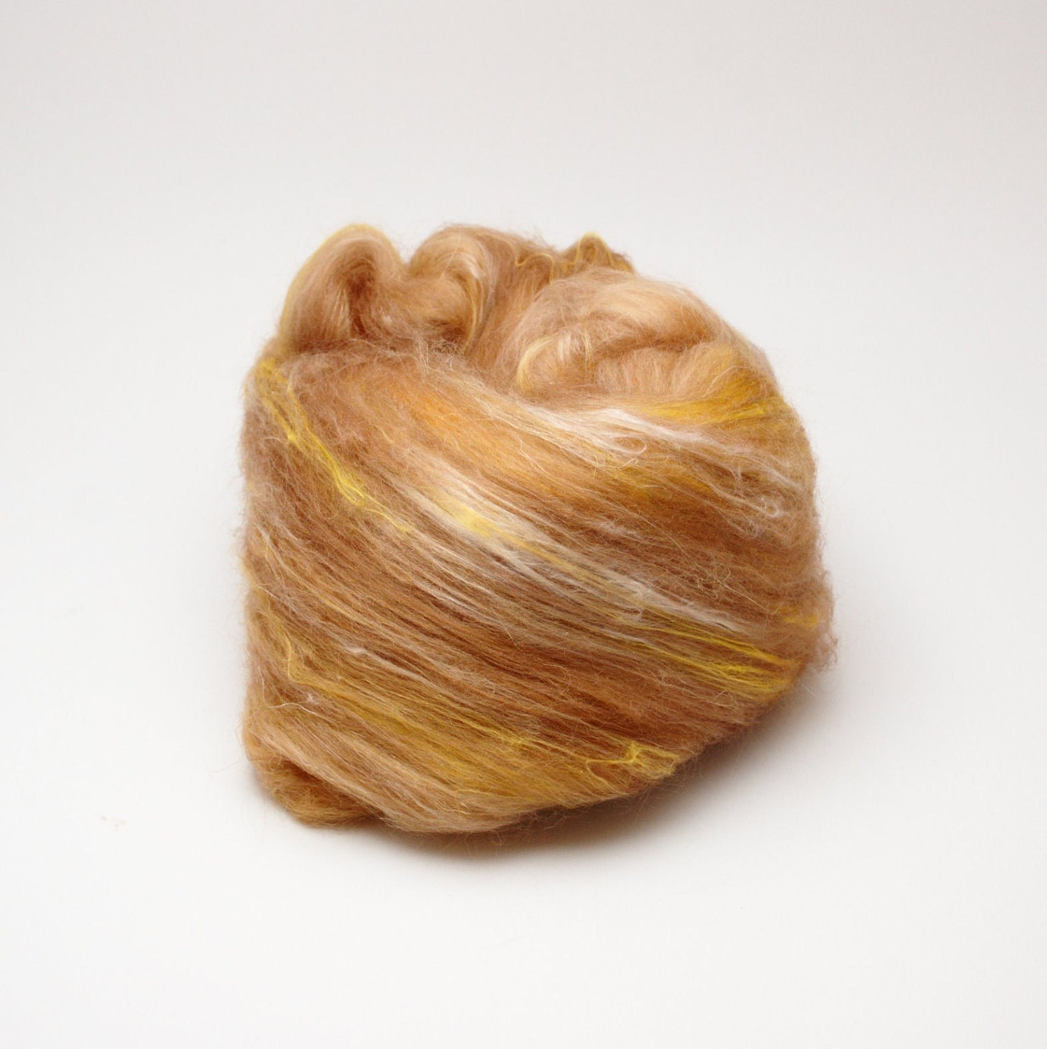 SALE Fiber batt for spinning and felting - merino wool, silk, flax - 2,1 oz, honey tones