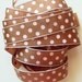 Chocolate Brown with Pink Polka Dots, soft wired  Ribbon - 2 1/2 yards  7/8 inch wide