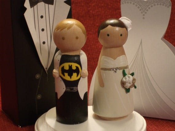 Custom Superhero  and his Bride Cake Topper-Batman, Superman, Thor, Captain America,  Ironman -Personalized for You