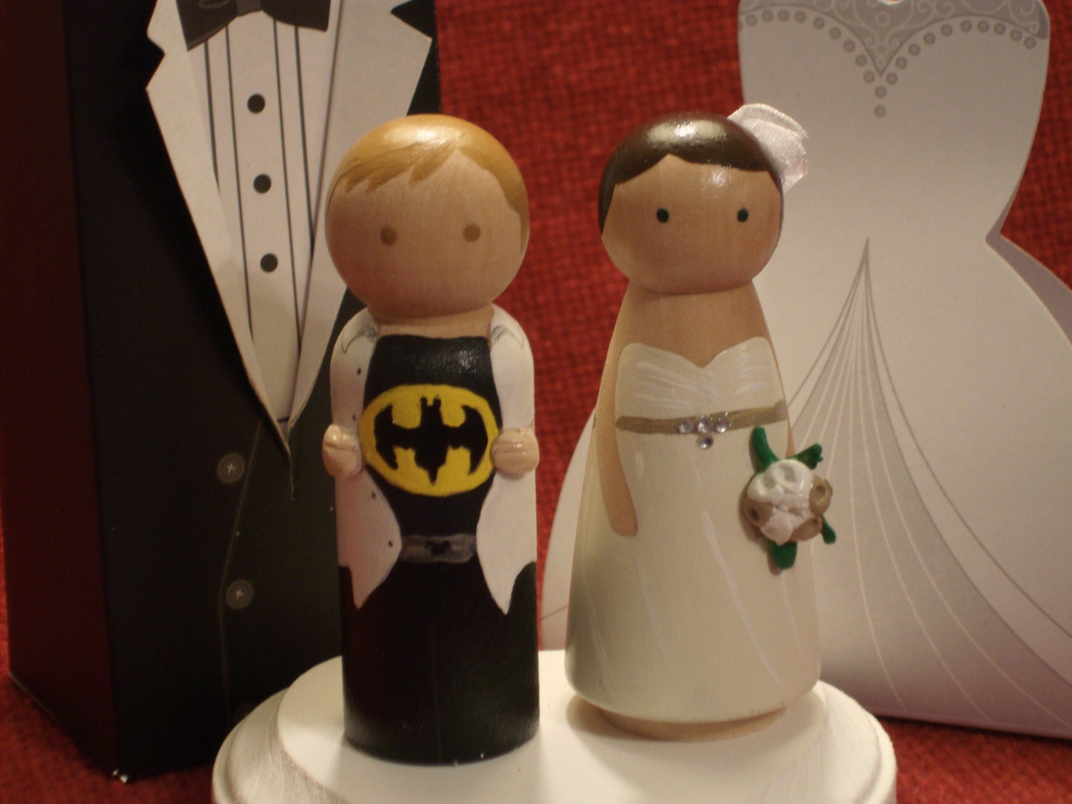 Custom Superhero  and his Bride Cake Topper-Batman, Superman, Thor, Captain America,  Ironman -Personalized for You