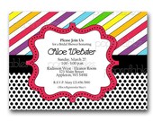 Rainbow Dots Invitation - Bridal Baby or Birthday - Custom Digital - Printable