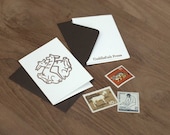 Letterpress Mini Cards: Llamas (Set of Four w/ Matching Envelopes)