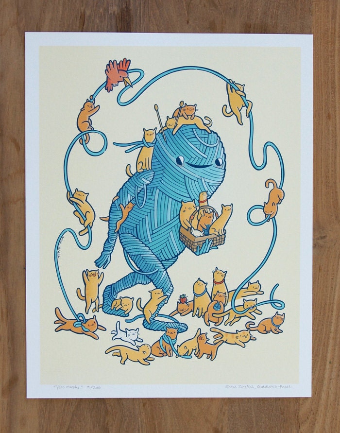 Yarn Monster, 11" by 14" Limited Edition Giclee Print