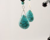Gemstone Earrings, Turquoise Earrings, Blue, Wire Wrapped