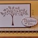 Thinking of You Greeting Card, Tree, Brown, Yellow, Sympathy, Friend, Family, Rhinestones, Stamped, Blank