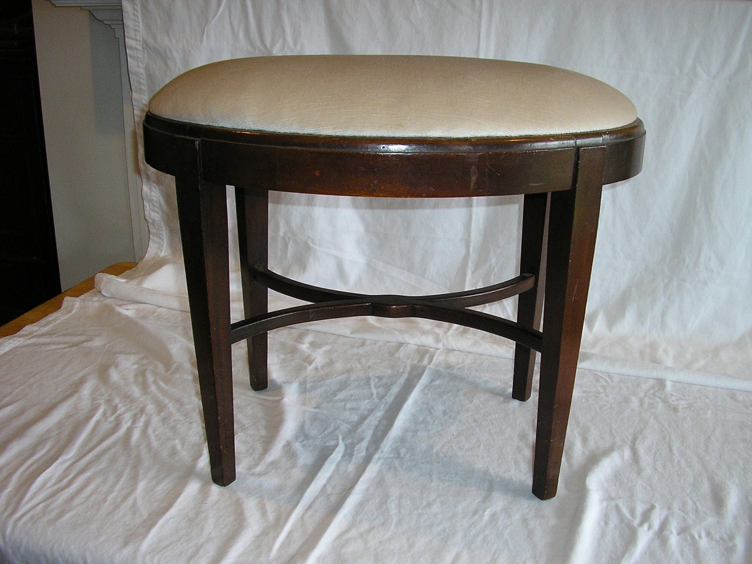SALE 20% OFF / Antique Upholstered  Bench - Vanity Bench or Piano Bench