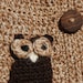 Undyed Alpaca Baby Sweater with Owl Motif