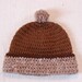 Brown Hat in Natural Undyed Alpaca size 12-18 months with pom pom