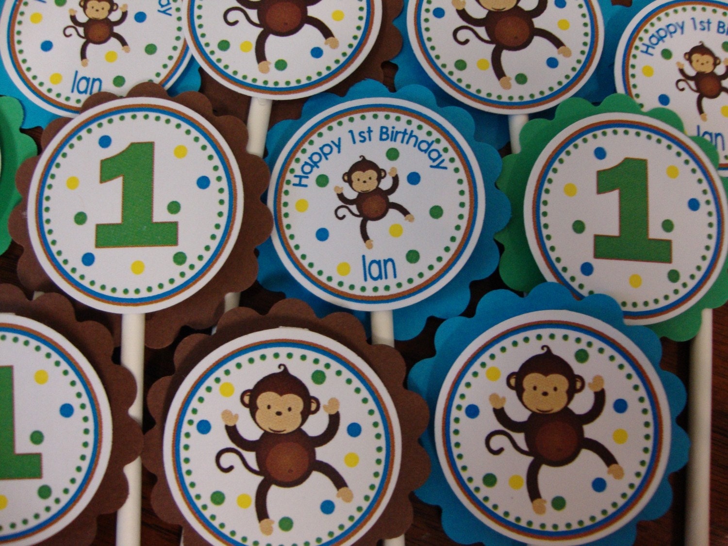 Monkey Boy or Girl Custom Birthday Cupcake Toppers Il_170x135