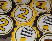 Construction Dump Truck Yellow and Black Cupcake Toppers Il_170x135