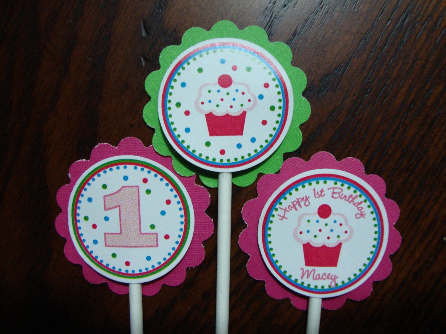 Girly 1st birthday Cupcake Toppers Il_570xn