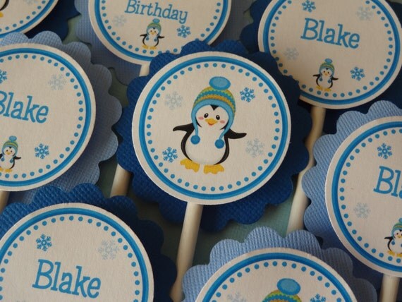 Penguin Winter ONEderland Cupcake Toppers for Boys Il_570xn