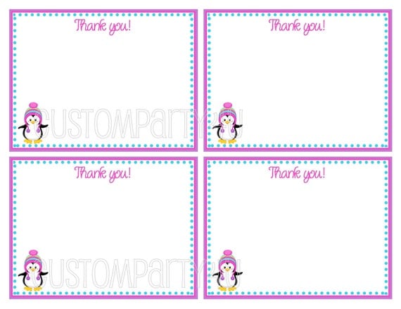 Pretty Penguin Winter ONEderland Thank You Cards for Girls Il_570xn