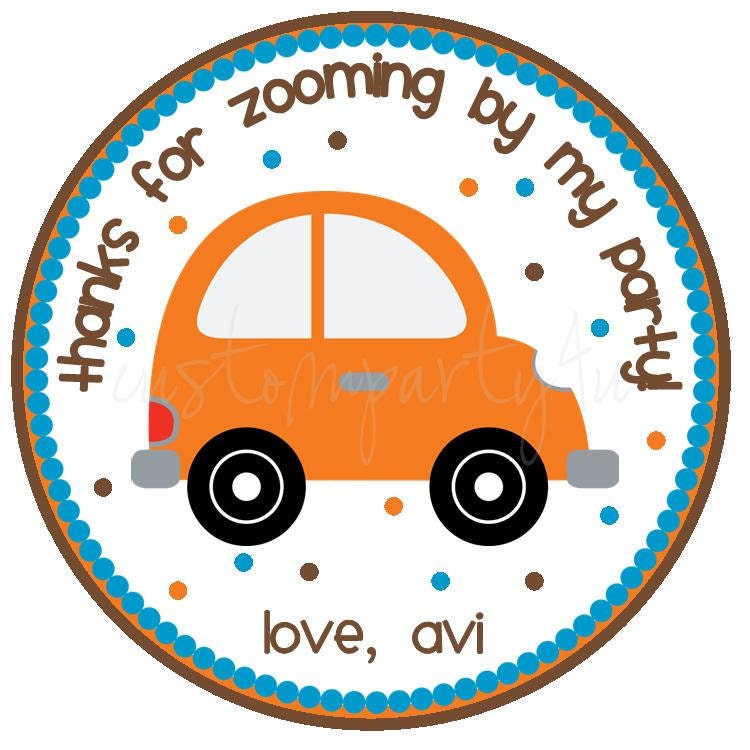Little Orange Car - Favor Tag Set of 12 Il_570xn