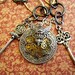CLEARANCE SALE - Steampunk Necklace - Pendant of Clock Gears - Astraeus Titan God of the Dusk piece - Antique Keys on mixed metal Necklace