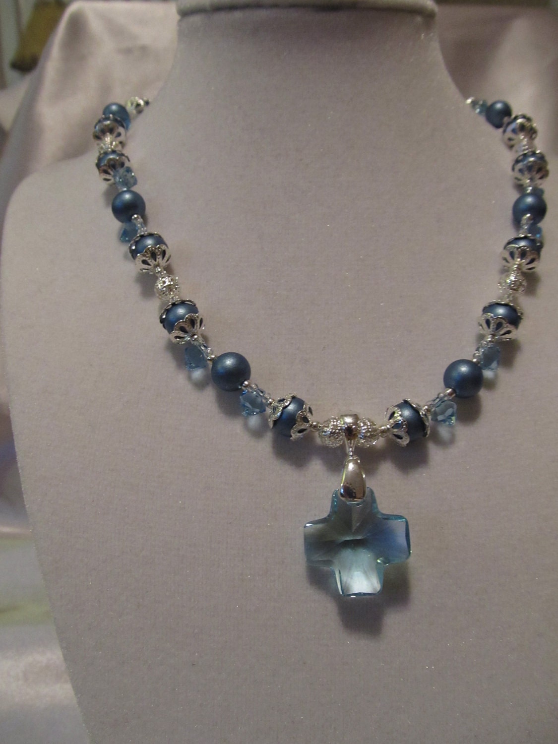Swarovski bridal cross necklace