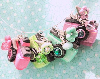 Into Focus - Mini Camera Charm Pendant -Buyer's Choice- Handsculpted Clay Pendant with Swarvoski Crystal and Sweet Dangle Charms