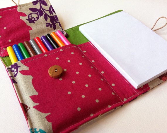 Children's Art Wallet (organizer) INCLUDES 10 markers and pad - Pink Perch